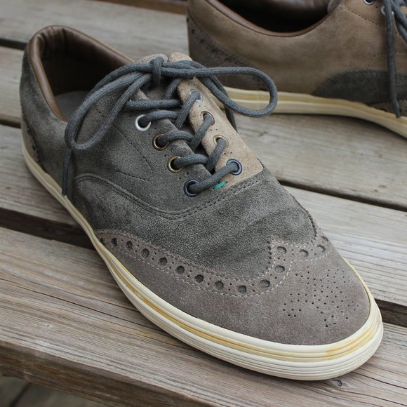 Paul Smith Sneaker Gray Tan Olive Suede Wingtip - Picture 2 of 16